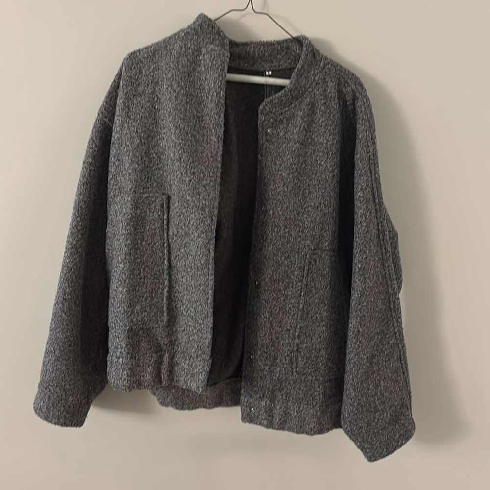 Grey sweater bomber